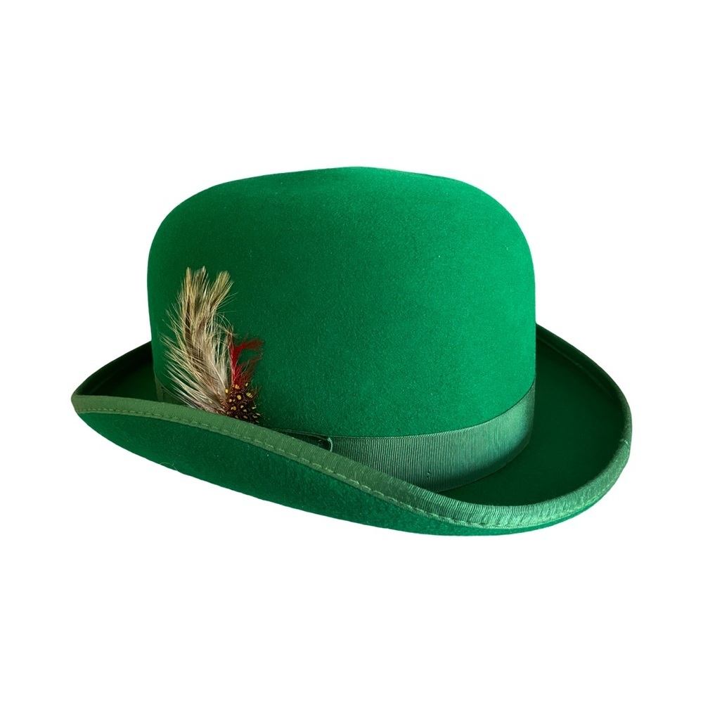 Vintage Maus & Hoffman Emerald Green Alpine Wool Felt Hat with Feather XL